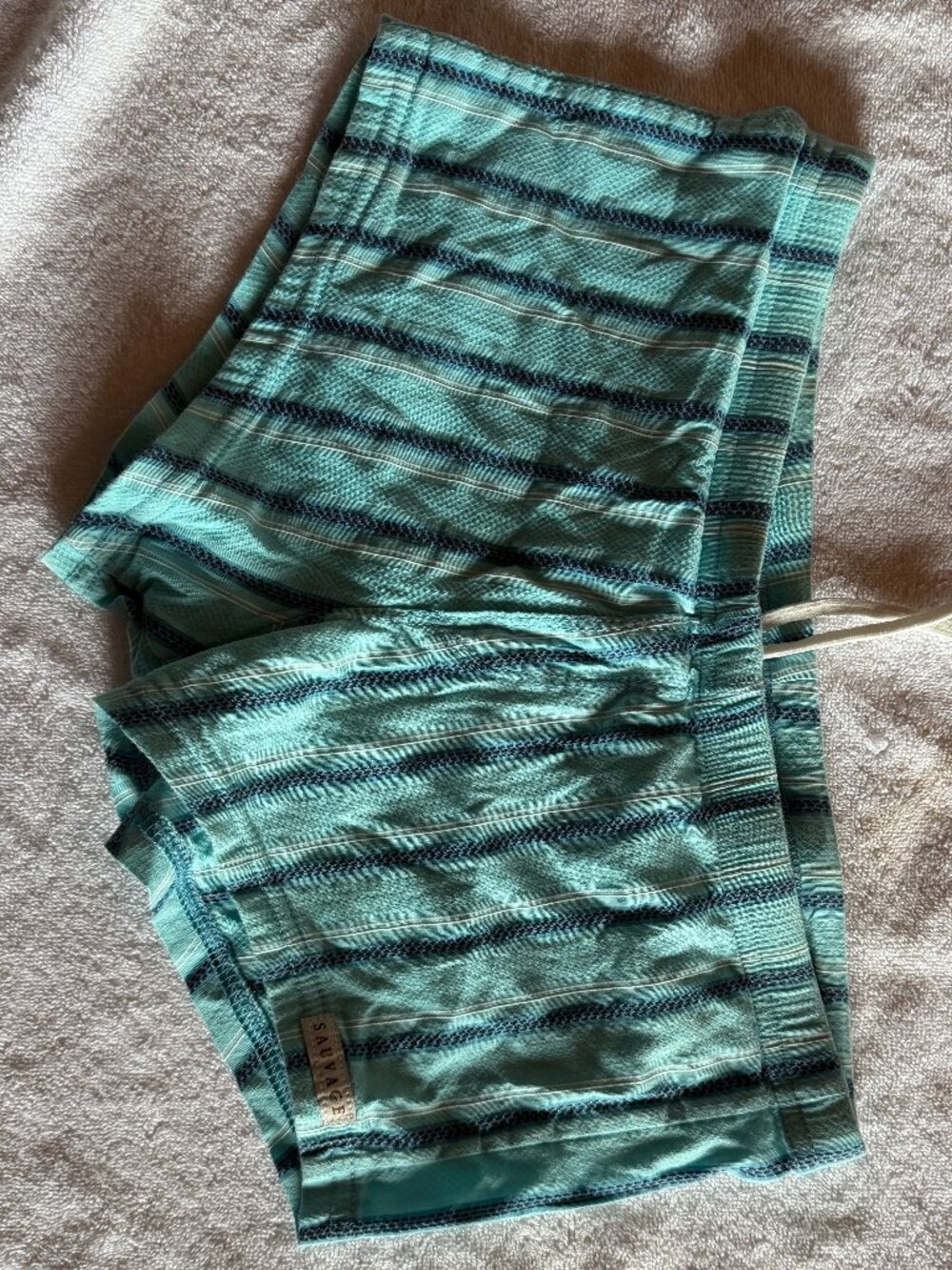 Sauvage Swim Trunks, Blue & White Striped